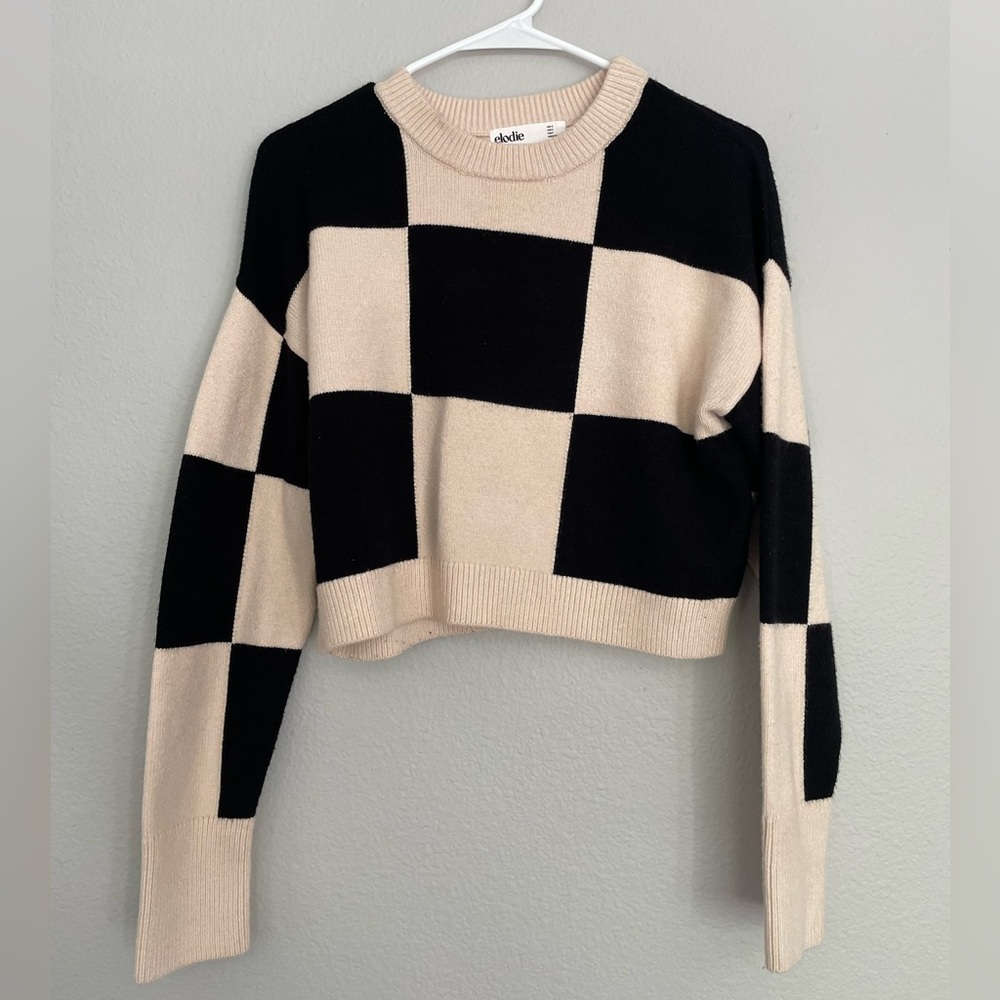 Cropped Checkerboard Sweater